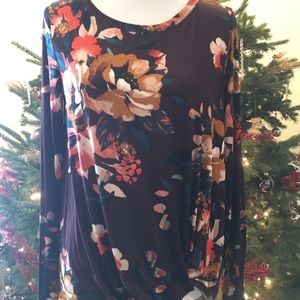 Plum floral knot top